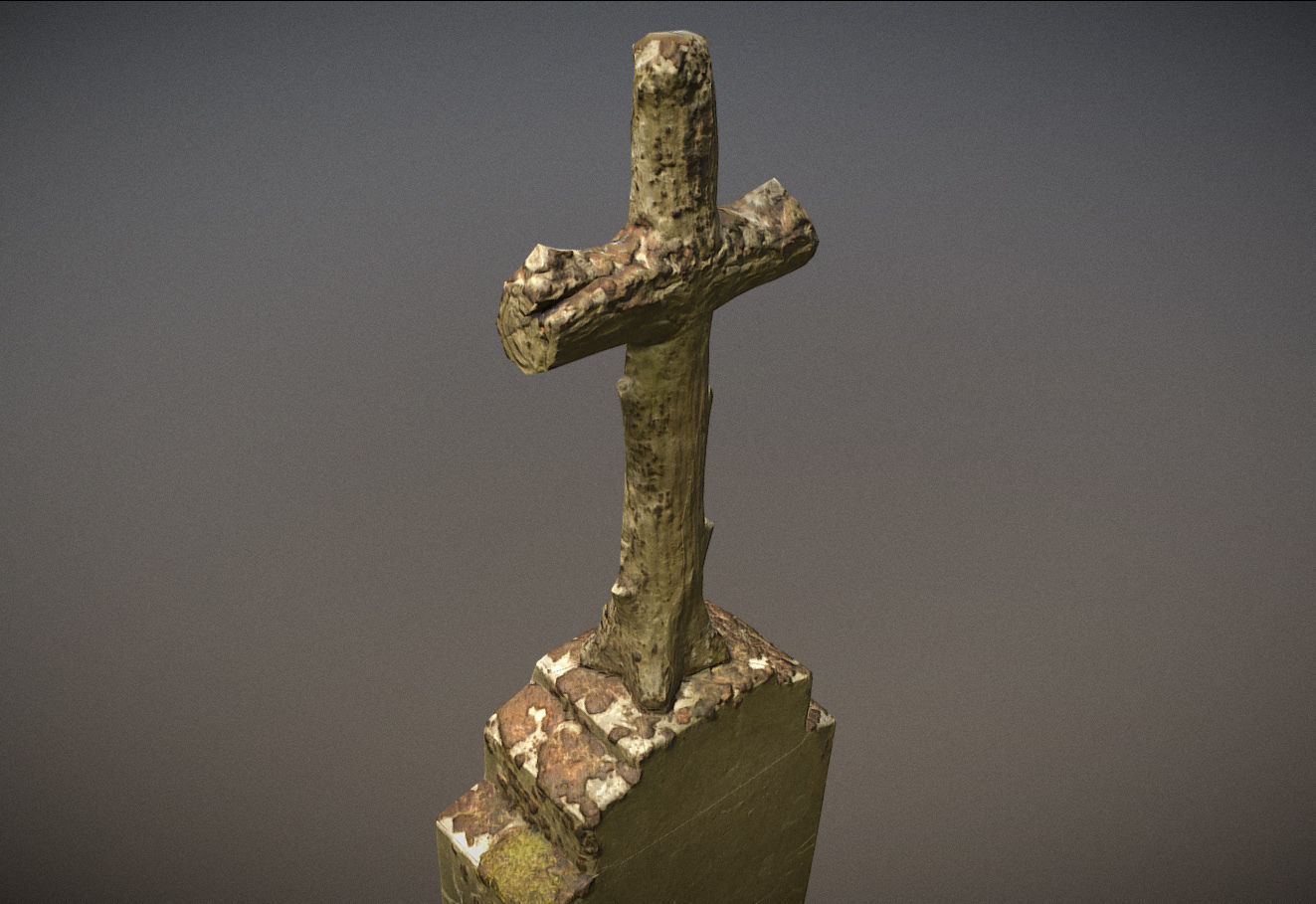 Gravestones crosses and sculptures from old graveyard Low-poly 3D model_78