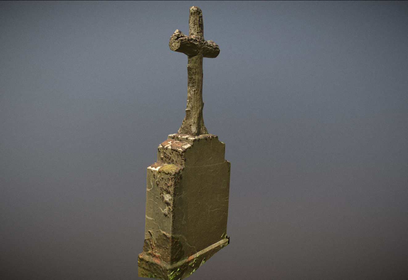 Gravestones crosses and sculptures from old graveyard Low-poly 3D model_84