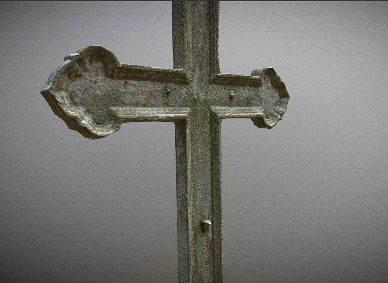 Gravestones crosses and sculptures from old graveyard Low-poly 3D model_104