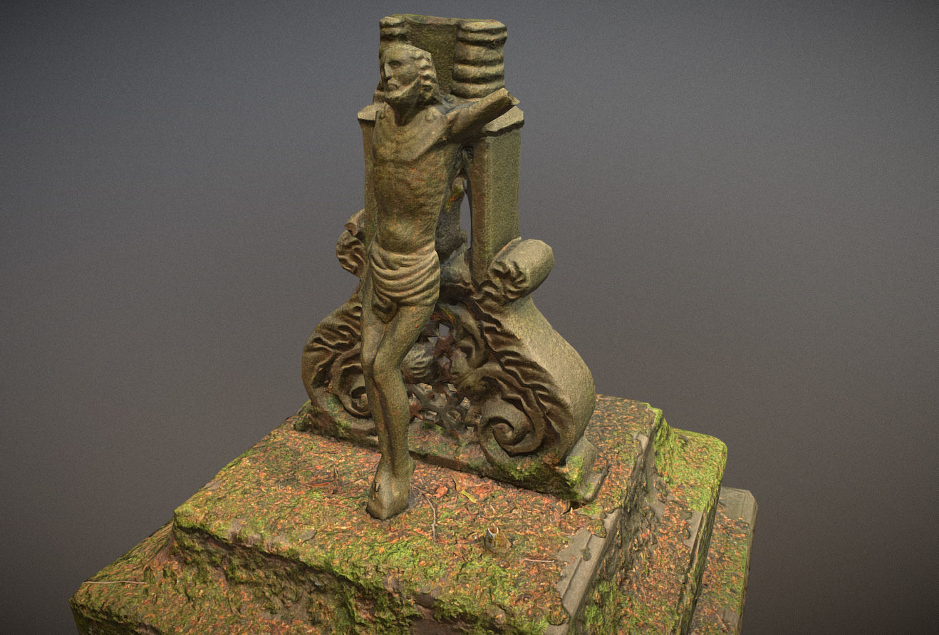 Gravestones crosses and sculptures from old graveyard Low-poly 3D model_49