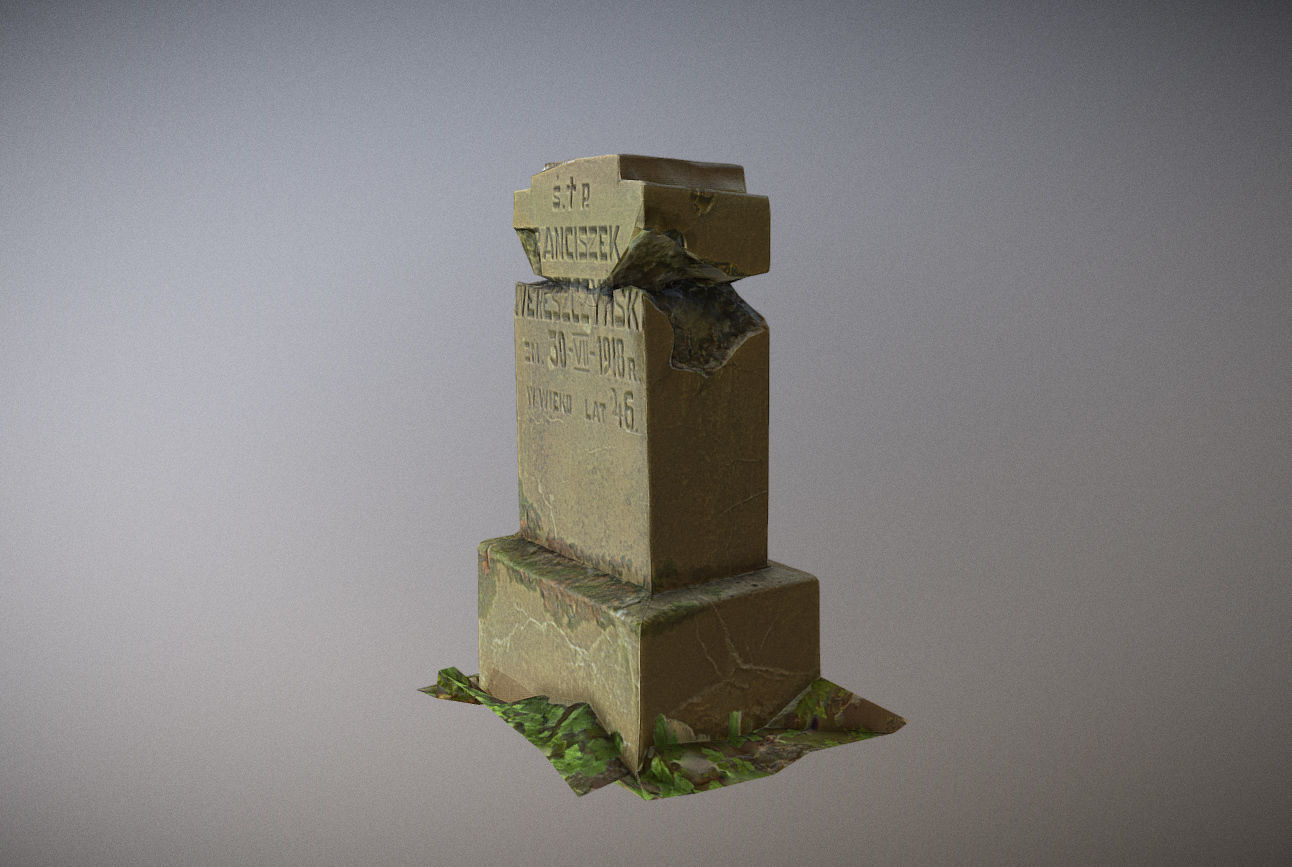 Gravestones crosses and sculptures from old graveyard Low-poly 3D model_29