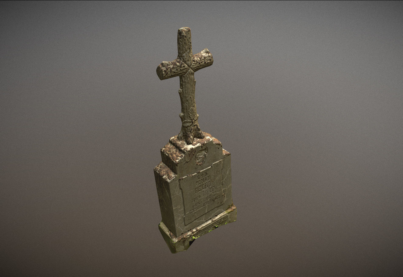Gravestones crosses and sculptures from old graveyard Low-poly 3D model_81