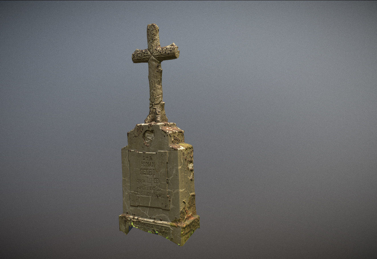 Gravestones crosses and sculptures from old graveyard Low-poly 3D model_85