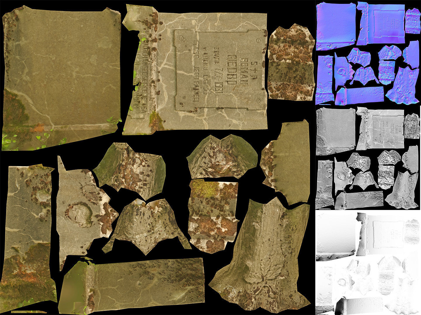 Gravestones crosses and sculptures from old graveyard Low-poly 3D model_87