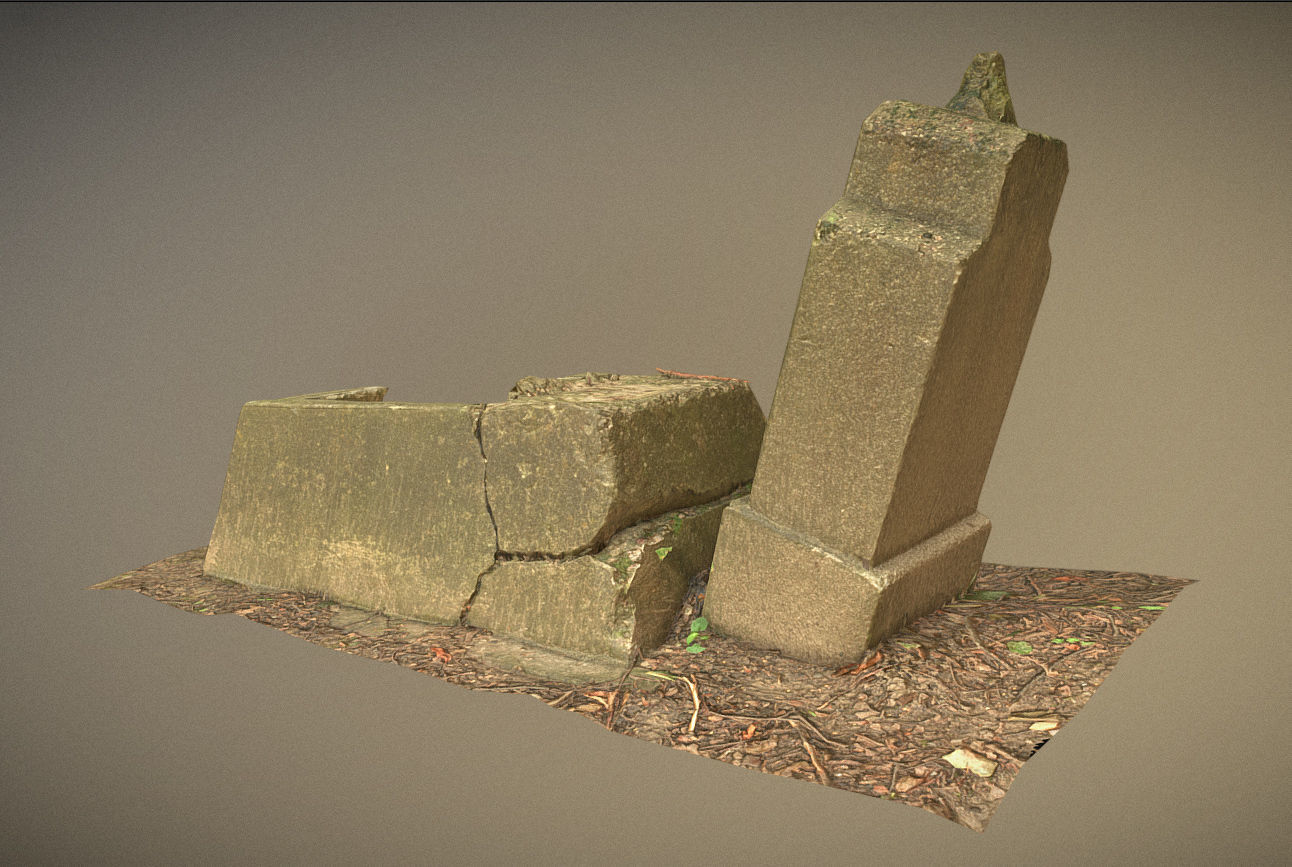 Gravestones crosses and sculptures from old graveyard Low-poly 3D model_36