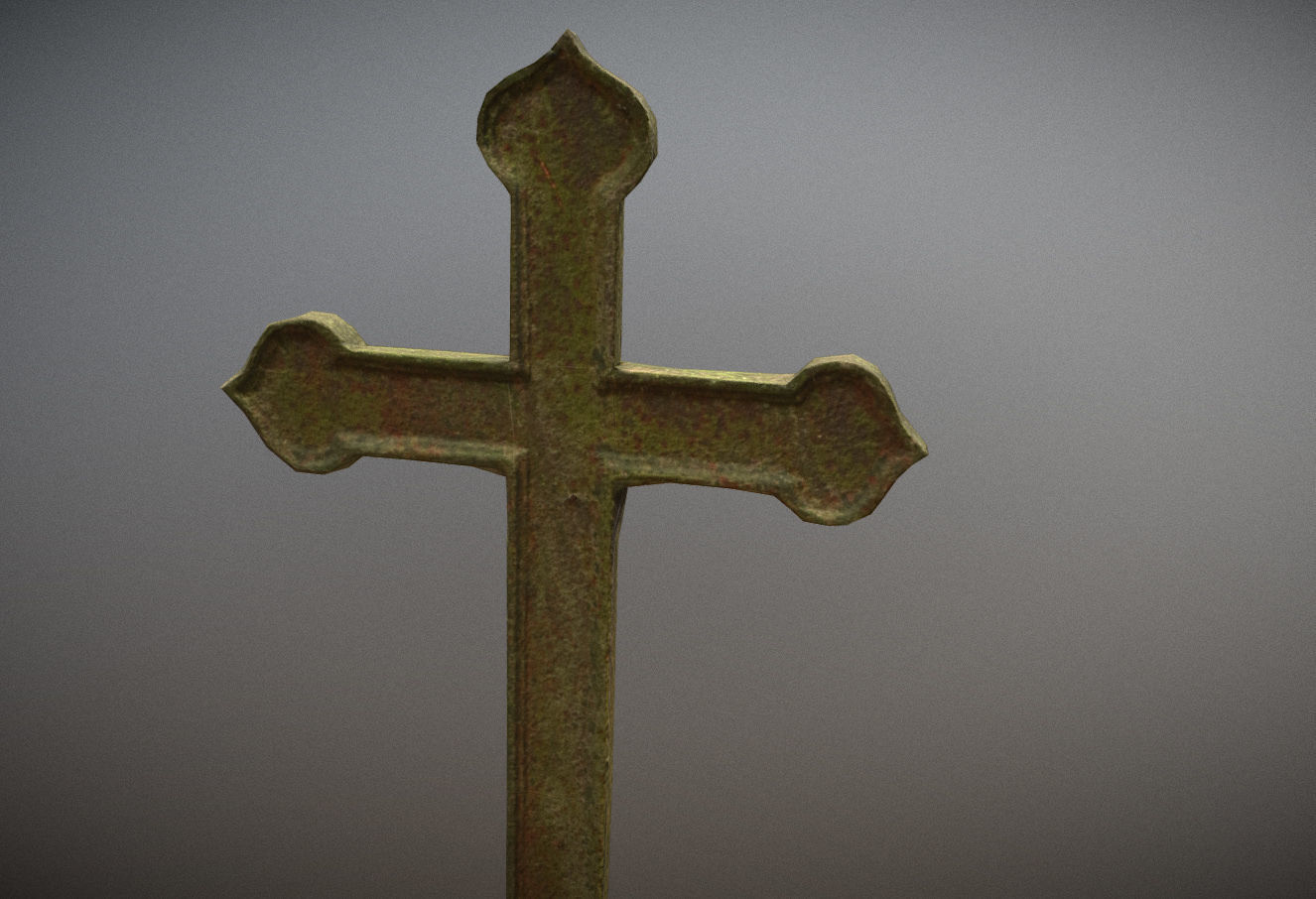 Gravestones crosses and sculptures from old graveyard Low-poly 3D model_94