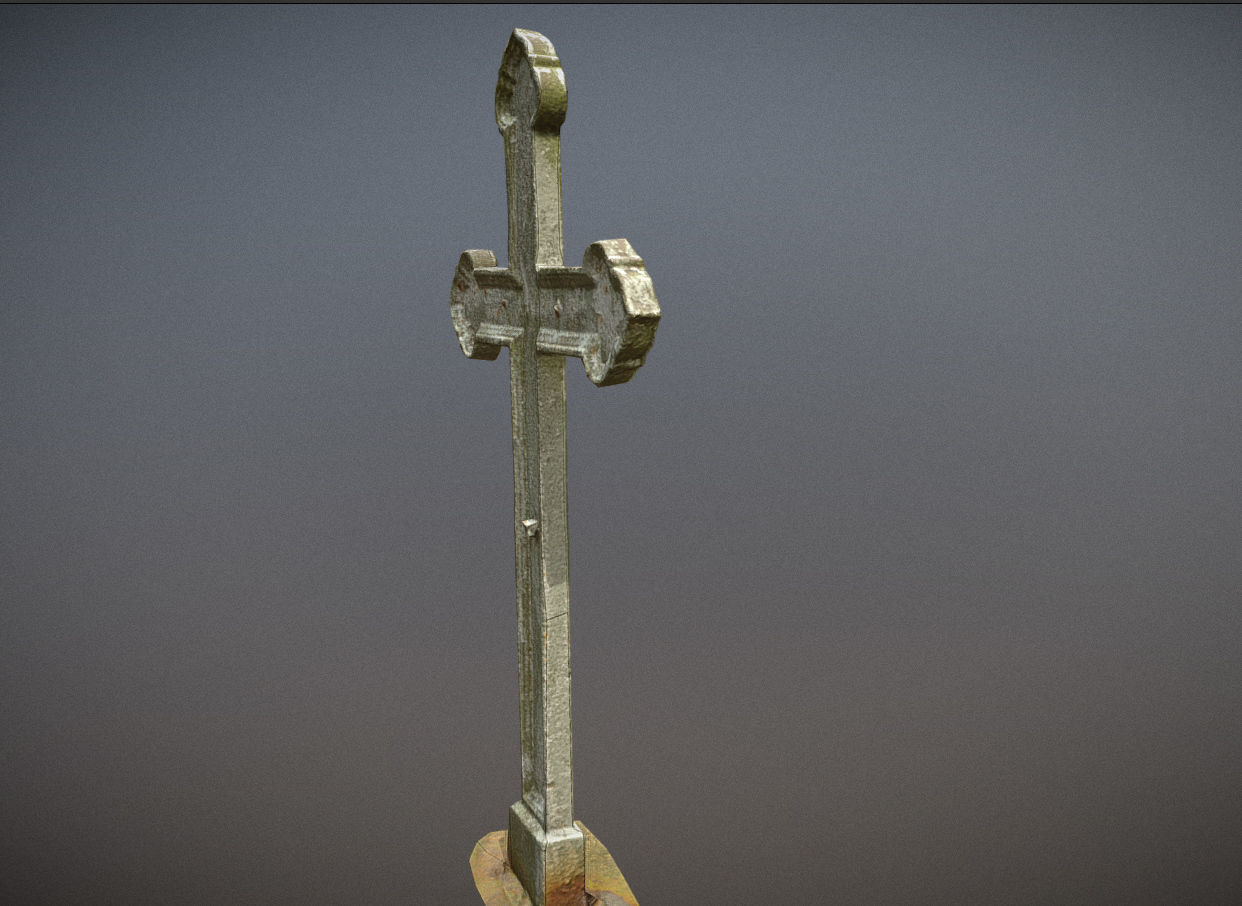Gravestones crosses and sculptures from old graveyard Low-poly 3D model_109