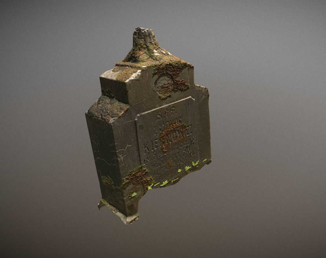 Gravestones crosses and sculptures from old graveyard Low-poly 3D model_69