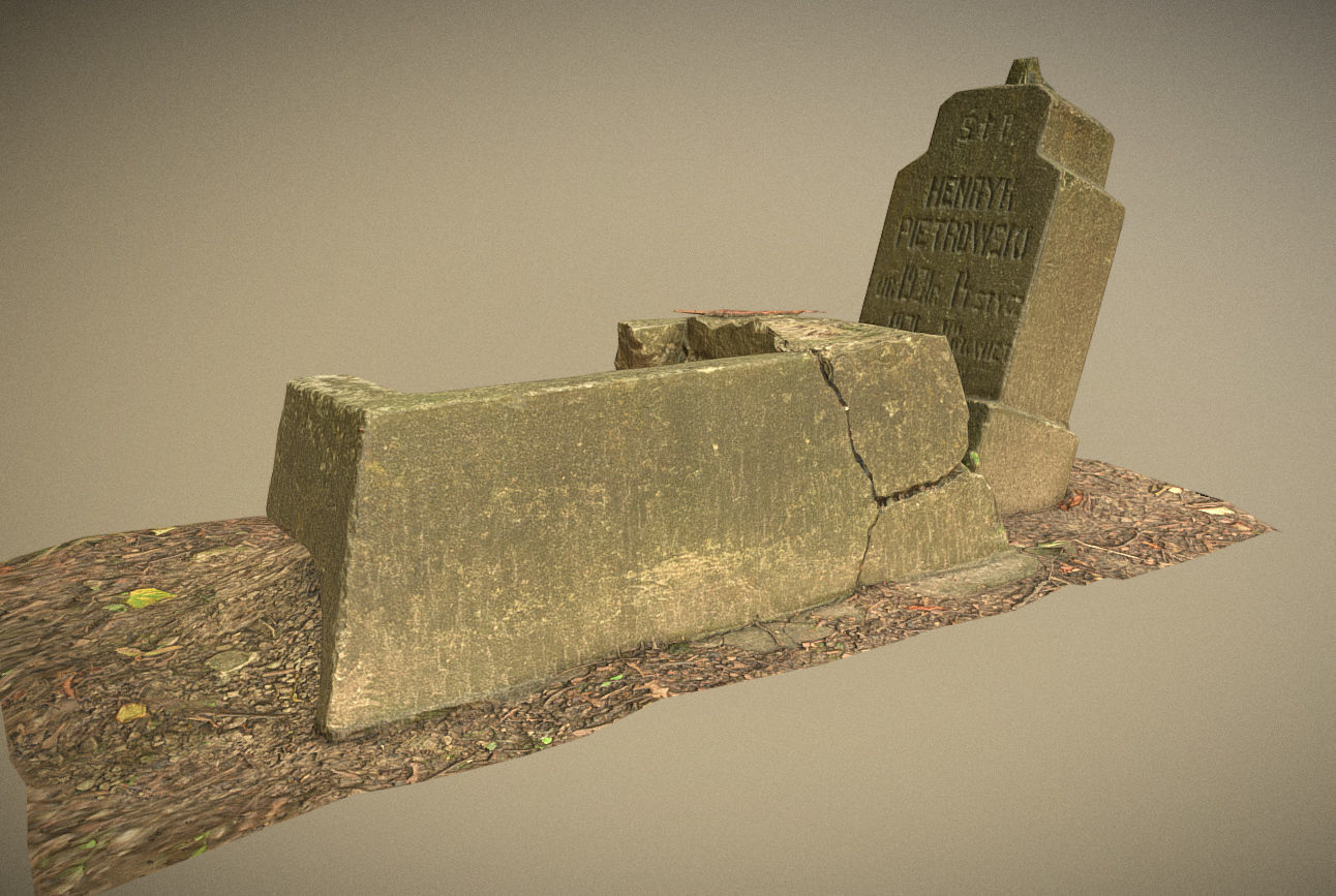 Gravestones crosses and sculptures from old graveyard Low-poly 3D model_38