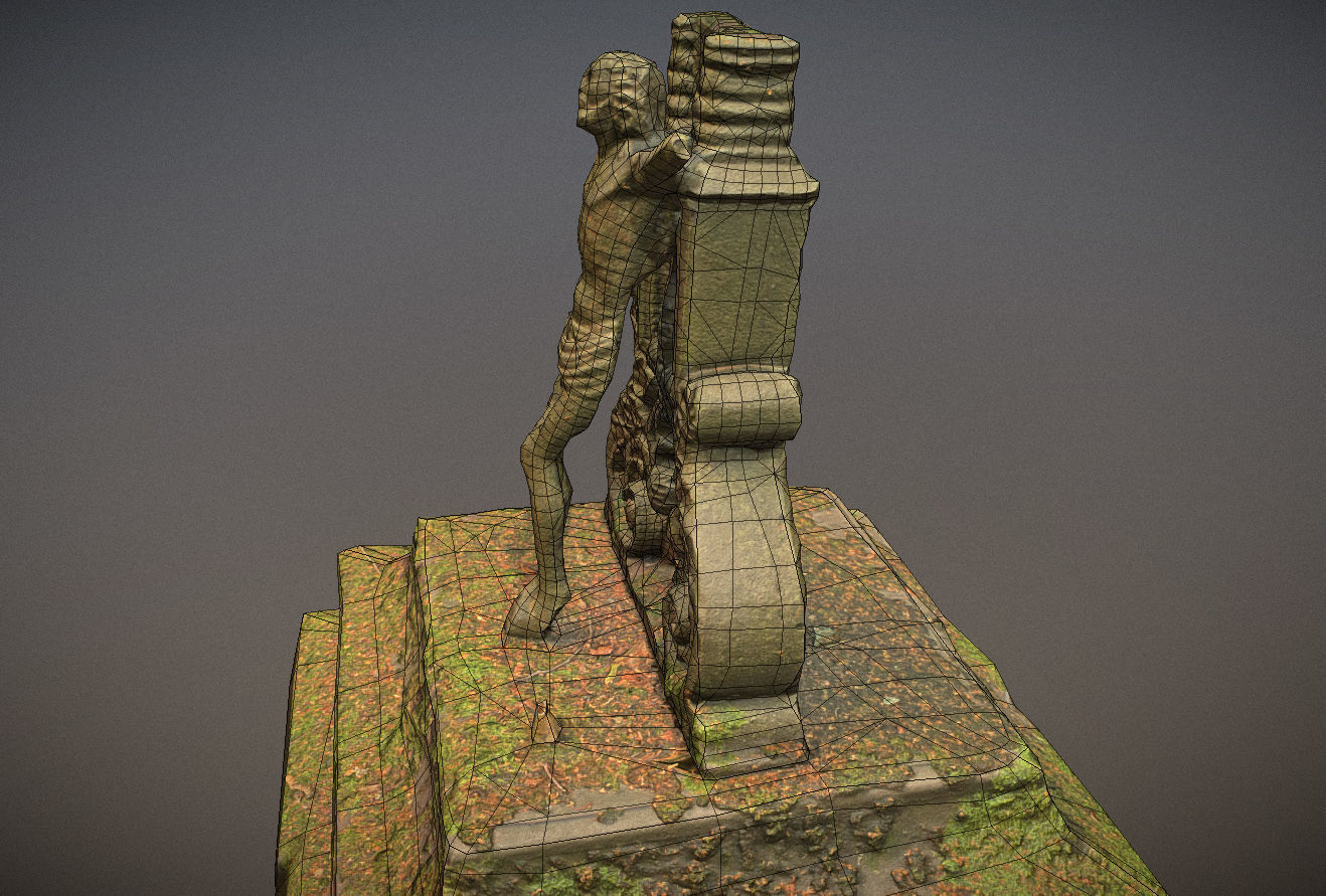 Gravestones crosses and sculptures from old graveyard Low-poly 3D model_48