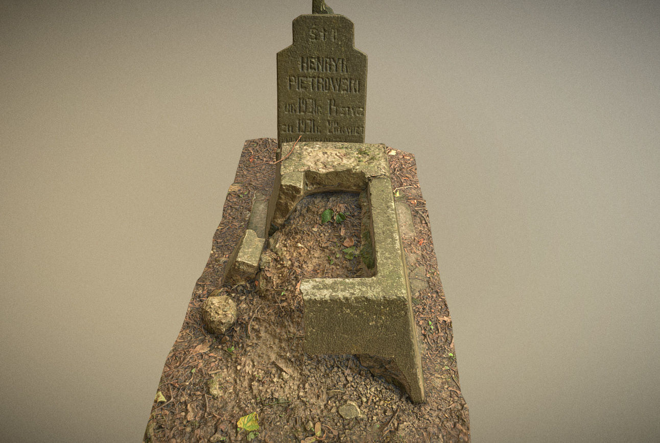 Gravestones crosses and sculptures from old graveyard Low-poly 3D model_37