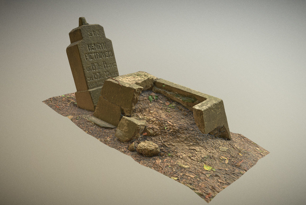 Gravestones crosses and sculptures from old graveyard Low-poly 3D model_42
