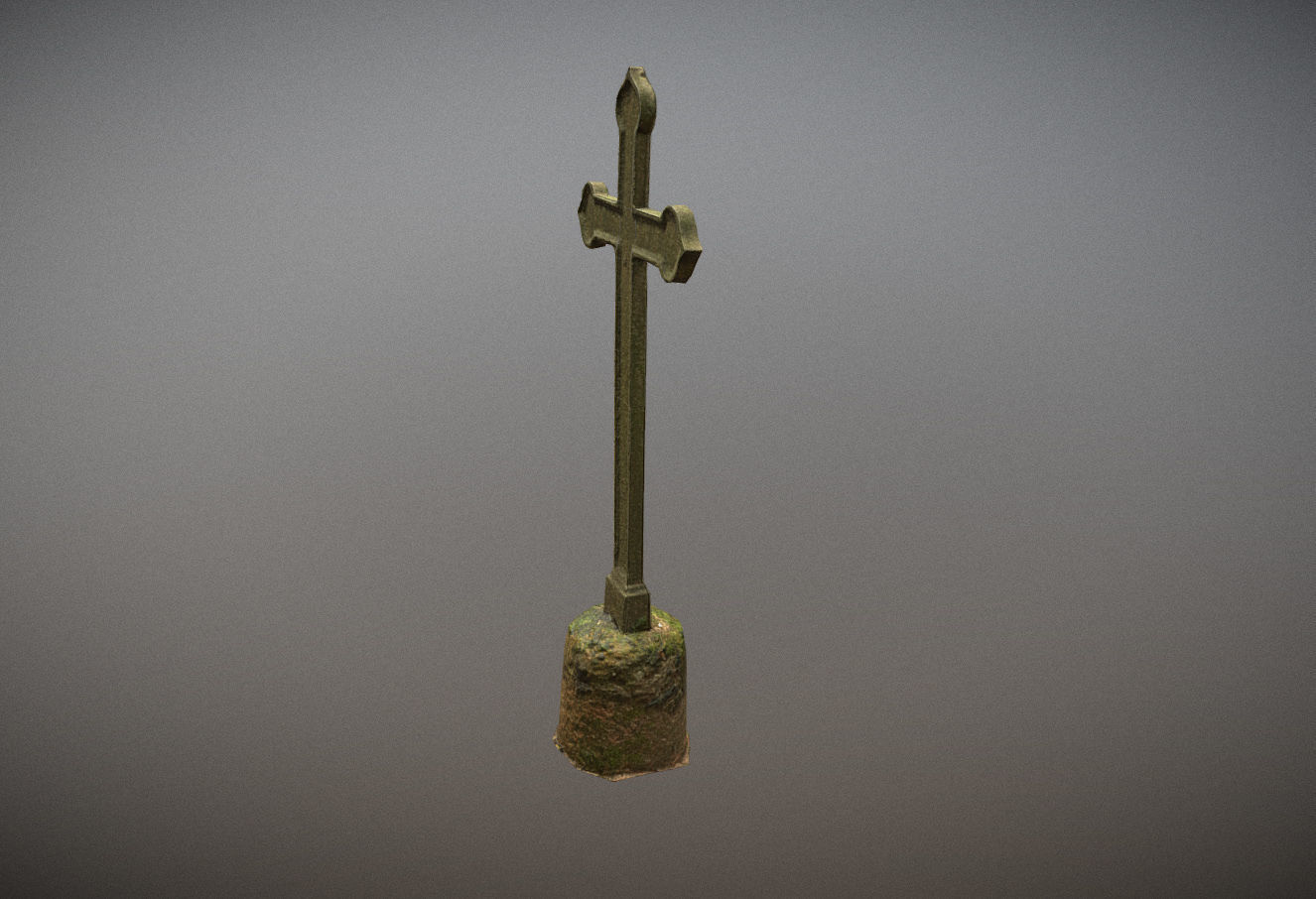 Gravestones crosses and sculptures from old graveyard Low-poly 3D model_97