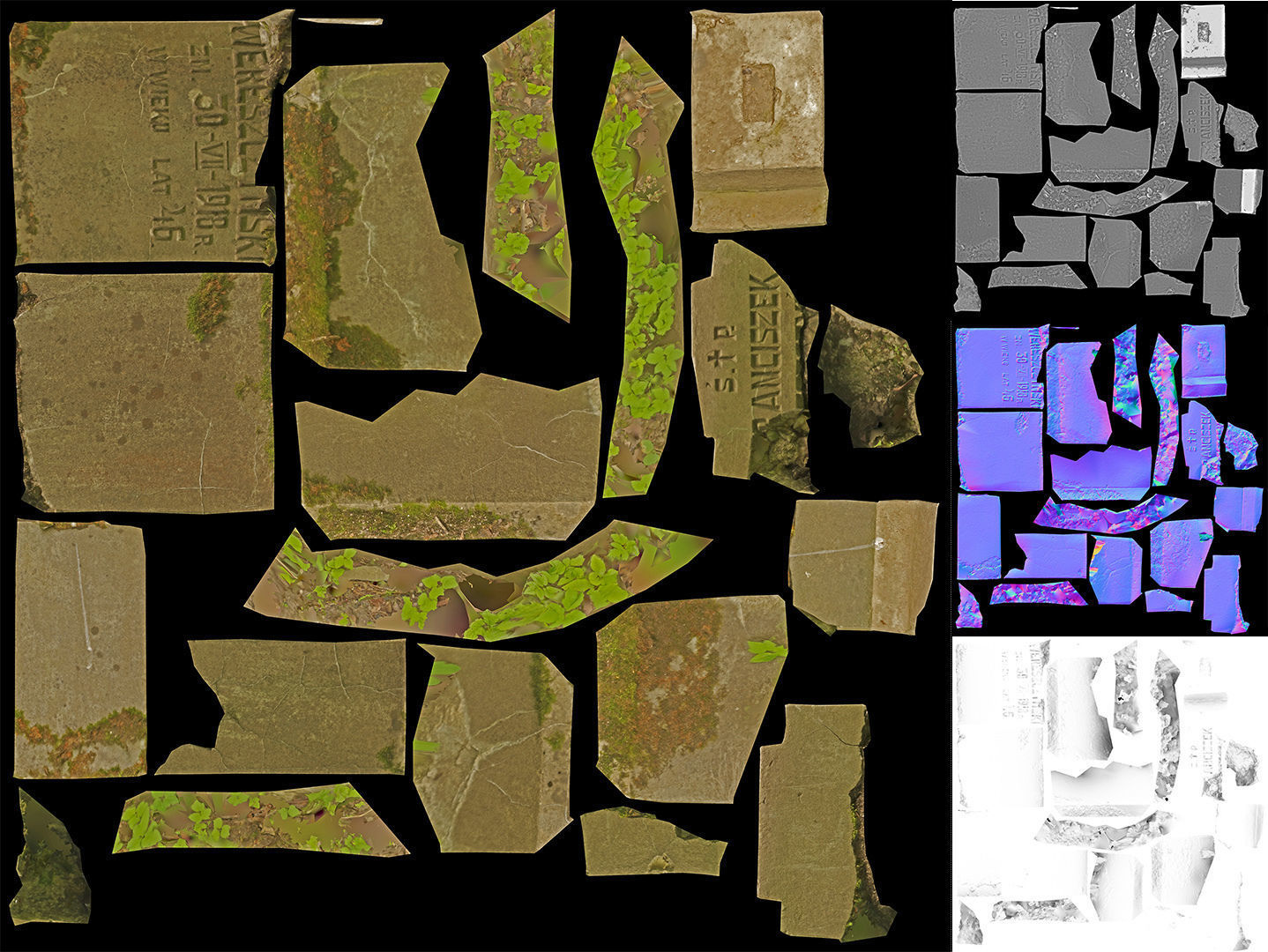 Gravestones crosses and sculptures from old graveyard Low-poly 3D model_44