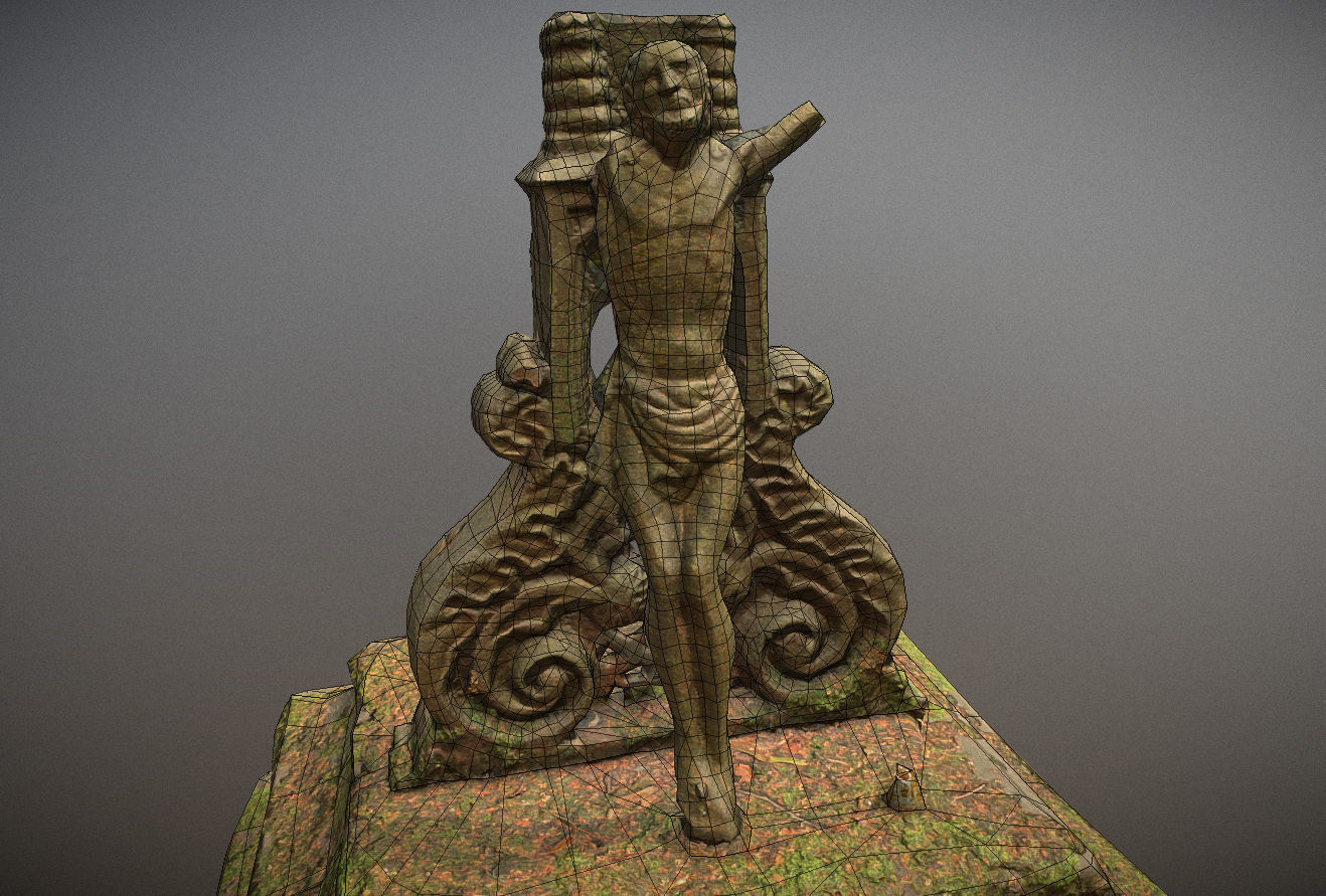 Gravestones crosses and sculptures from old graveyard Low-poly 3D model_43