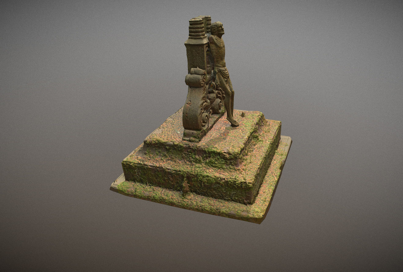 Gravestones crosses and sculptures from old graveyard Low-poly 3D model_54