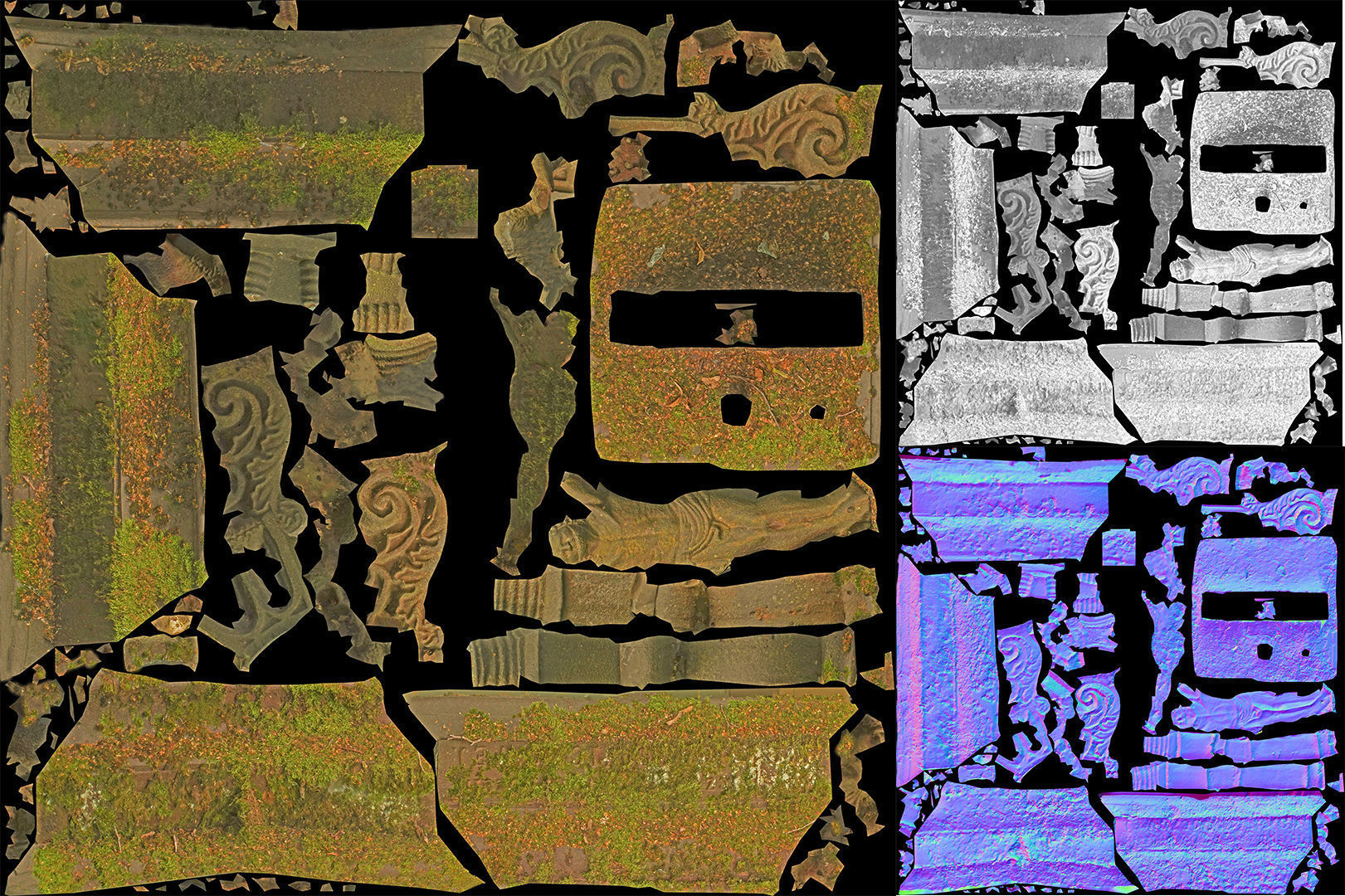 Gravestones crosses and sculptures from old graveyard Low-poly 3D model_58