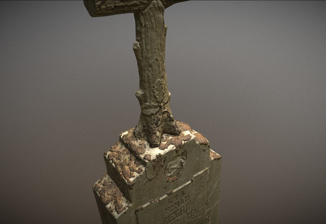Gravestones crosses and sculptures from old graveyard Low-poly 3D model_82