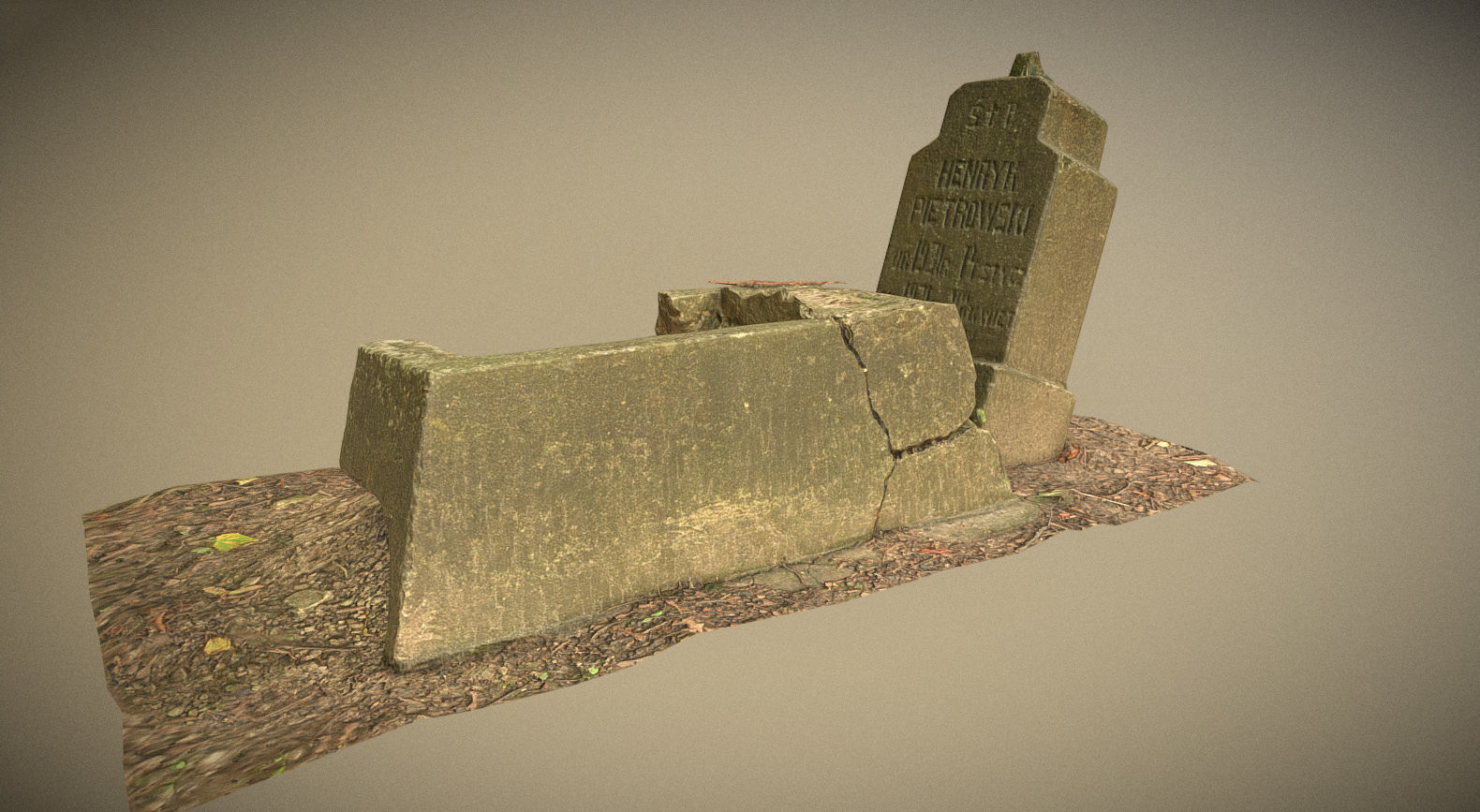 Gravestones crosses and sculptures from old graveyard Low-poly 3D model_13