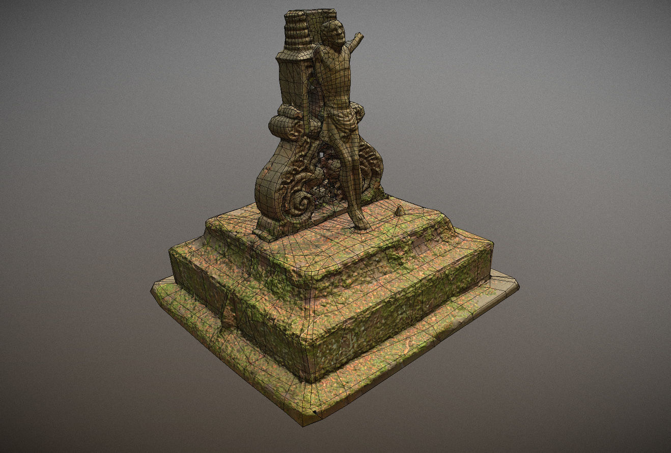 Gravestones crosses and sculptures from old graveyard Low-poly 3D model_46