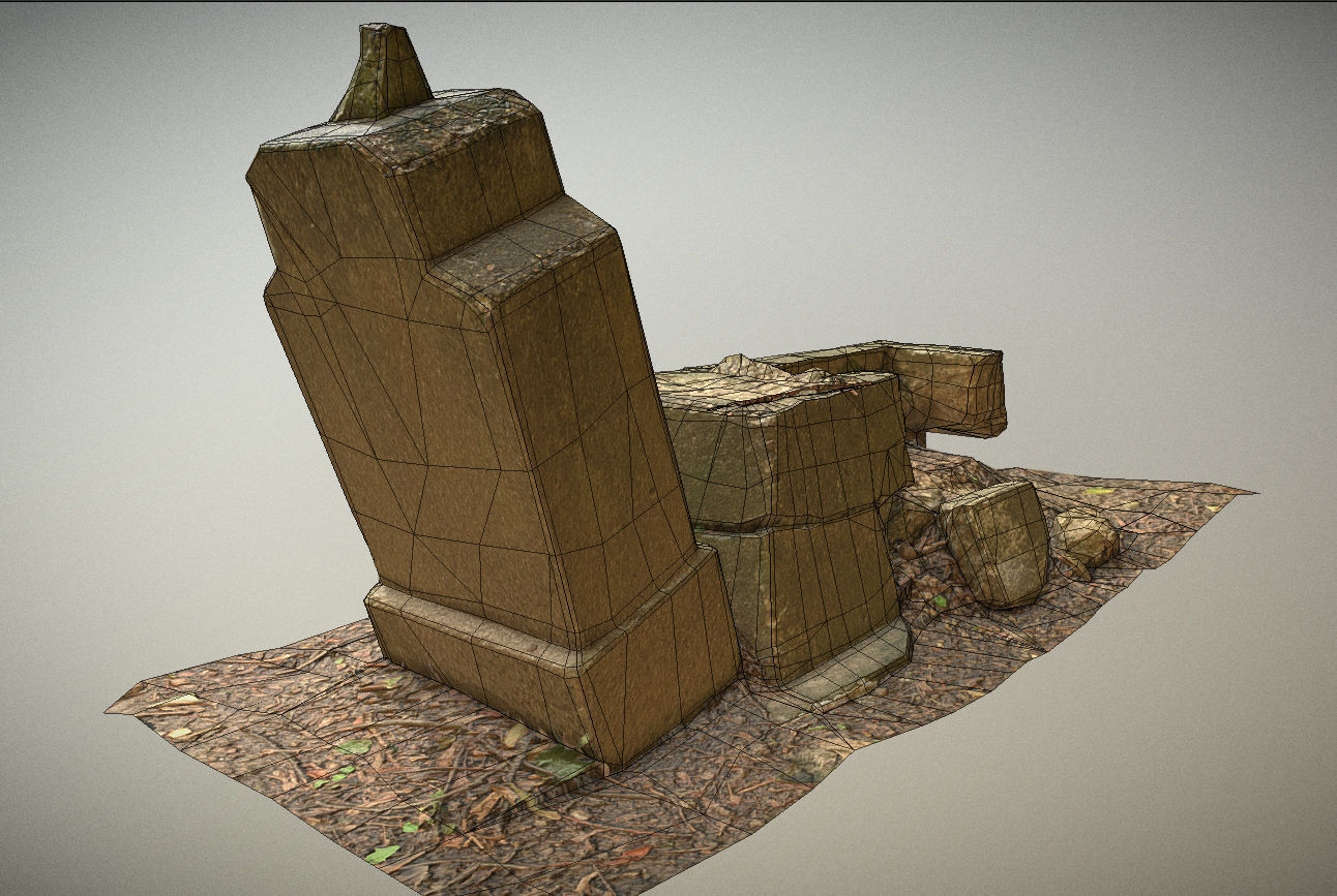 Gravestones crosses and sculptures from old graveyard Low-poly 3D model_34