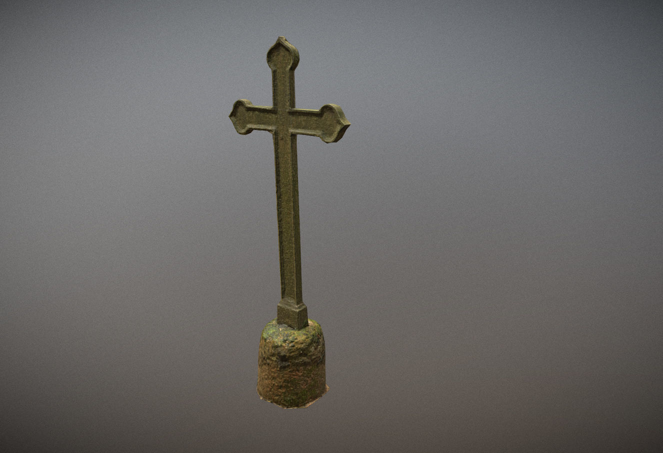 Gravestones crosses and sculptures from old graveyard Low-poly 3D model_96