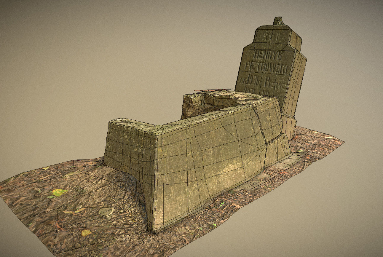 Gravestones crosses and sculptures from old graveyard Low-poly 3D model_40