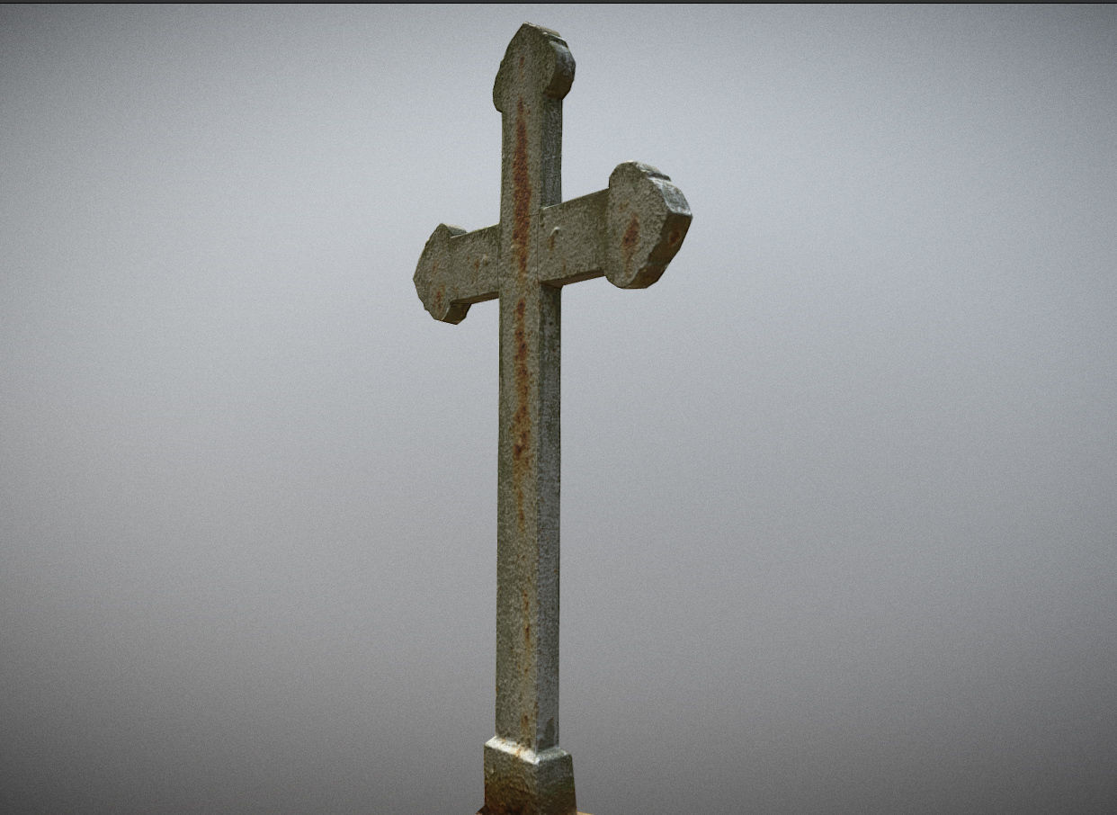 Gravestones crosses and sculptures from old graveyard Low-poly 3D model_106