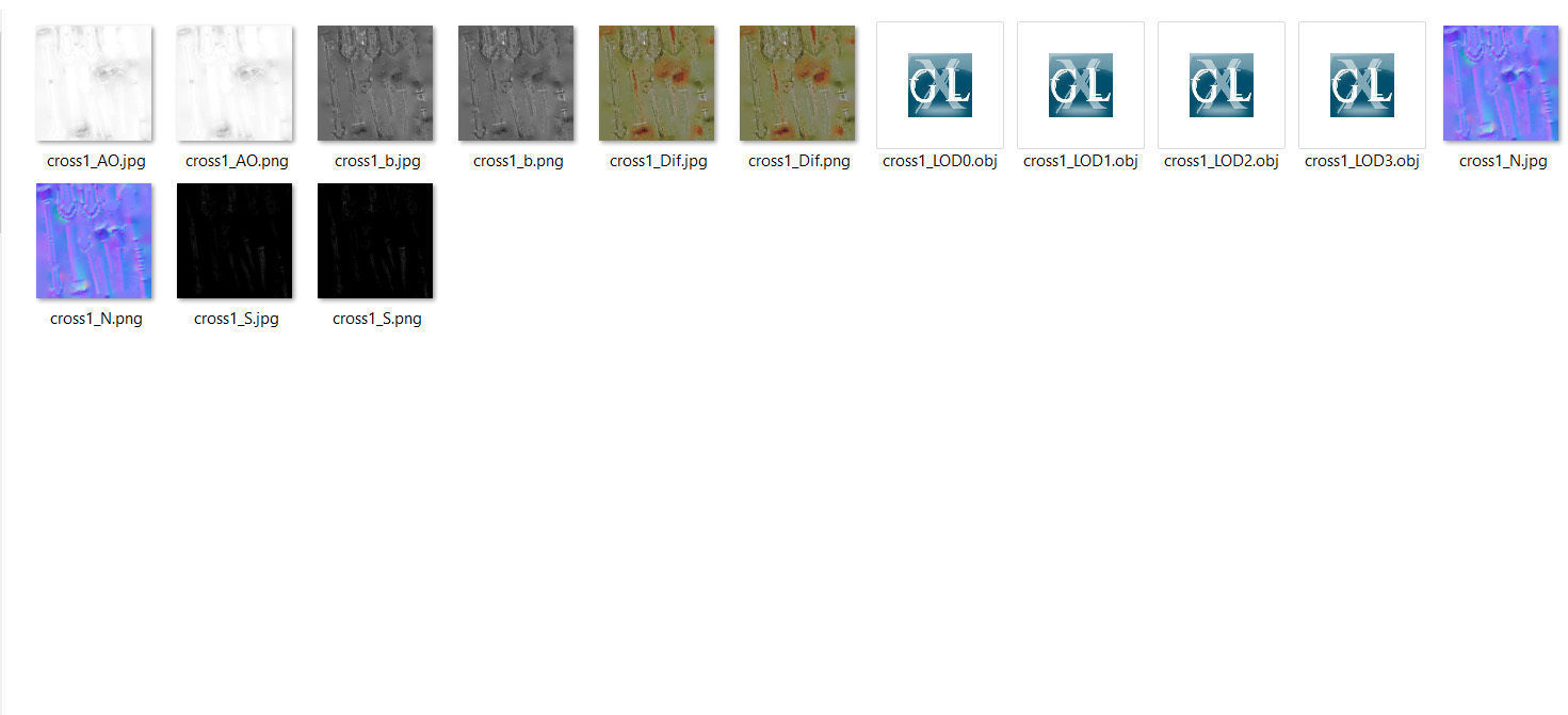Gravestones crosses and sculptures from old graveyard Low-poly 3D model_120