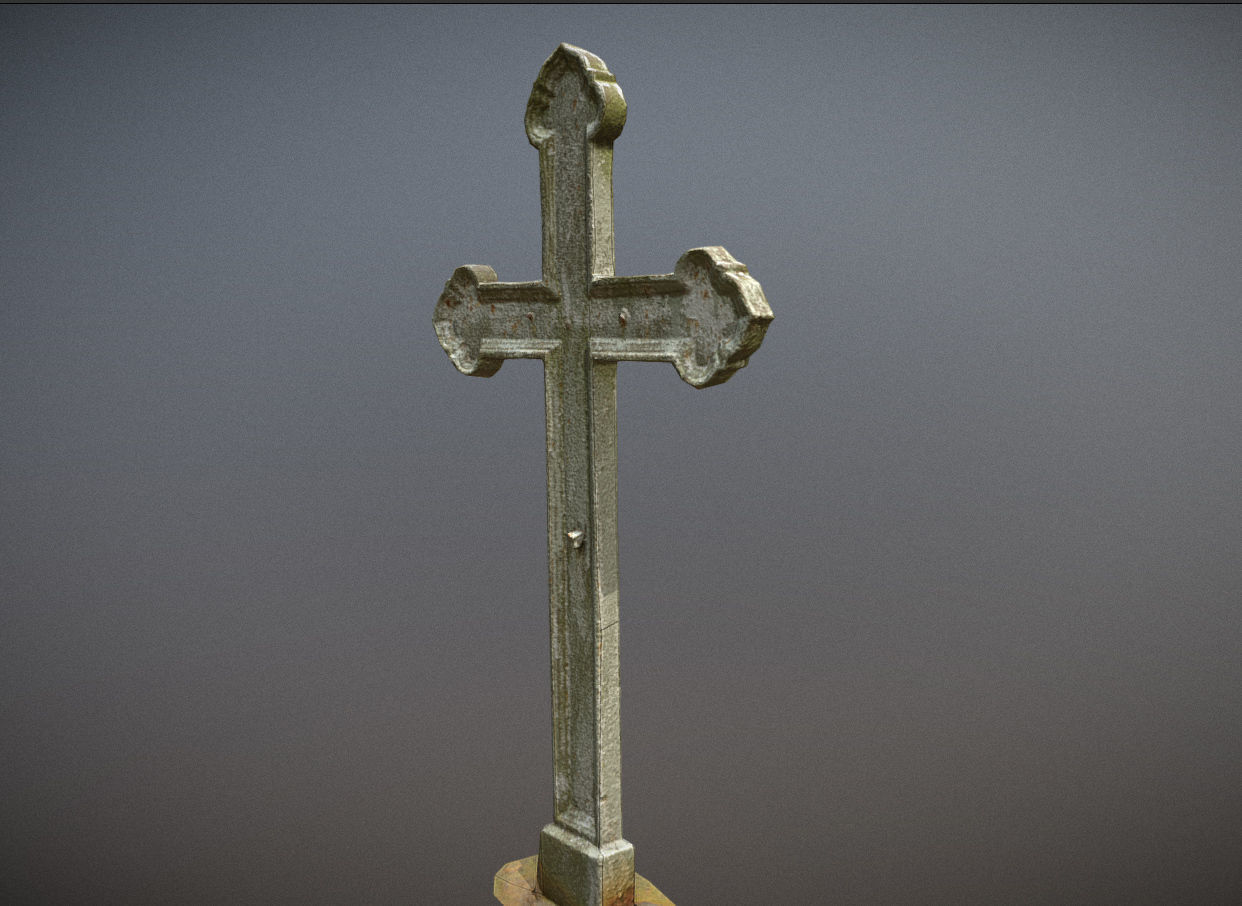 Gravestones crosses and sculptures from old graveyard Low-poly 3D model_111