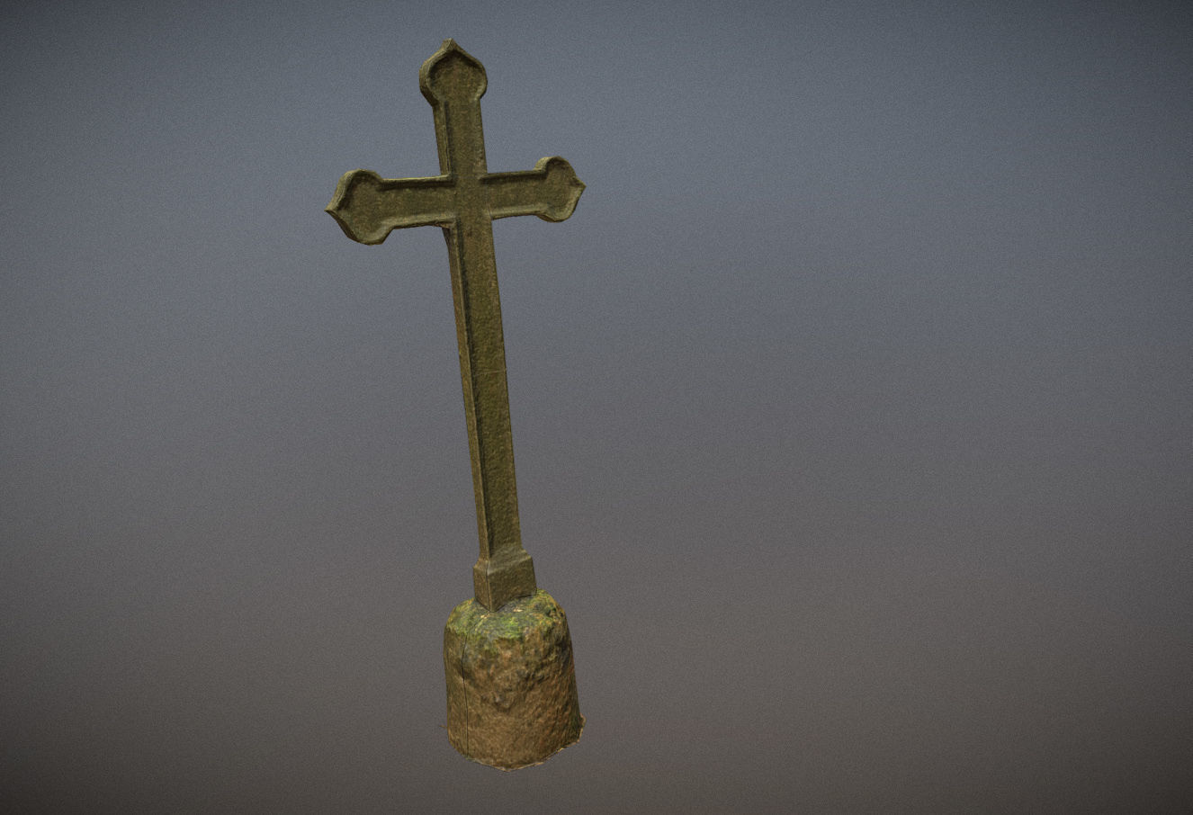 Gravestones crosses and sculptures from old graveyard Low-poly 3D model_98