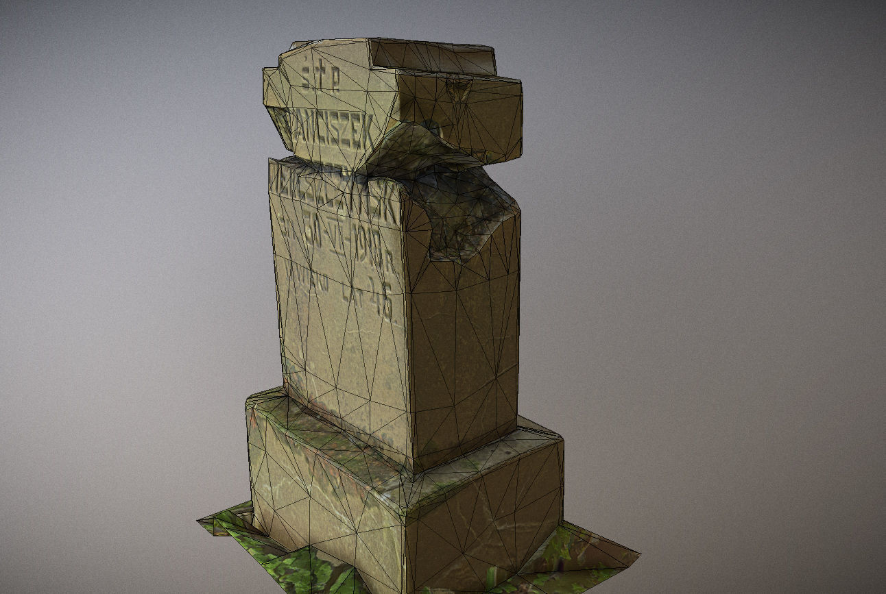 Gravestones crosses and sculptures from old graveyard Low-poly 3D model_23
