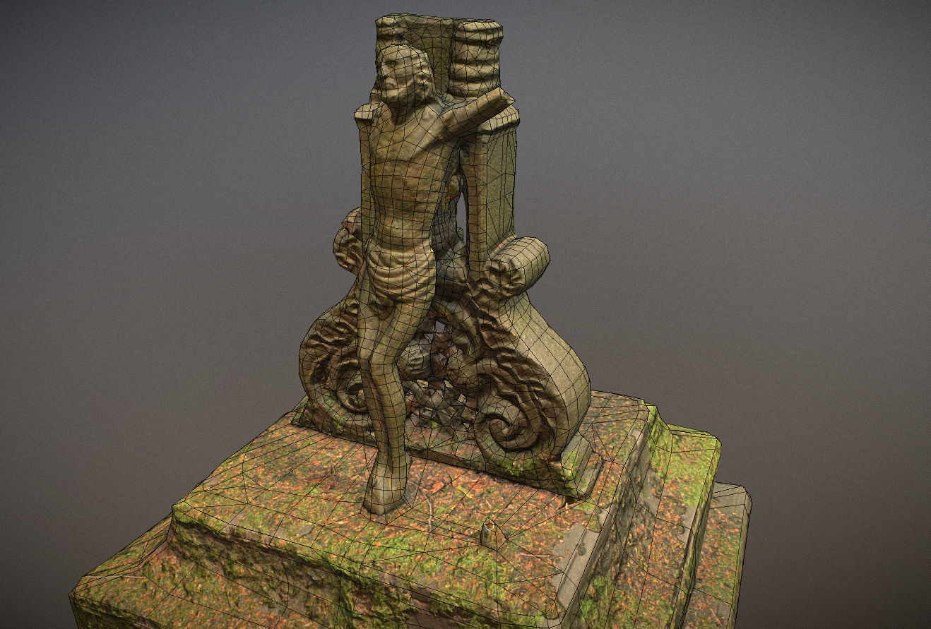 Gravestones crosses and sculptures from old graveyard Low-poly 3D model_50