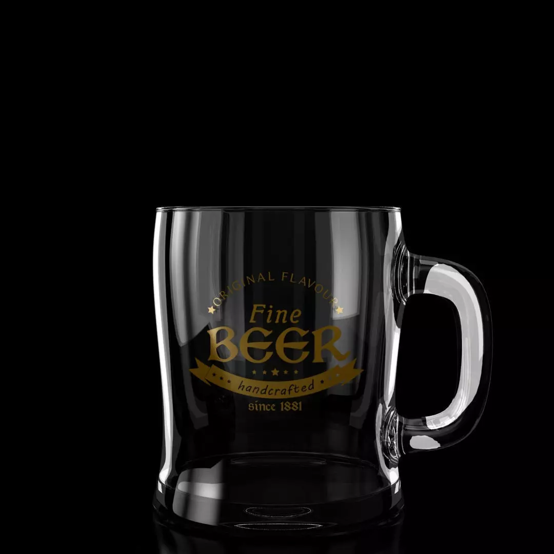 Beer Pint 001 - 50cl - Custom Logo - Low Poly Subdivs Low-poly 3D model_0