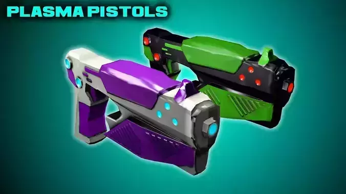 Game-Ready Plasma Pistols Low-poly 3D model