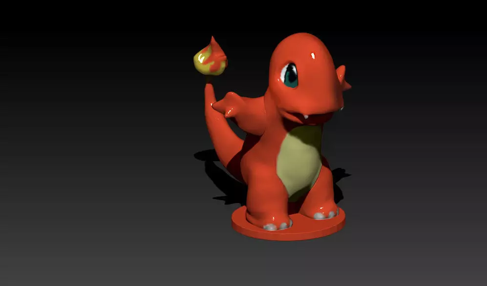 Charmander pokemon figurine with flames 3D print model_0