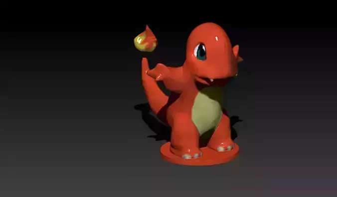 Charmander pokemon figurine with flames 3D print model