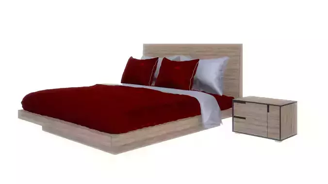 Simple bed with cover and pillows