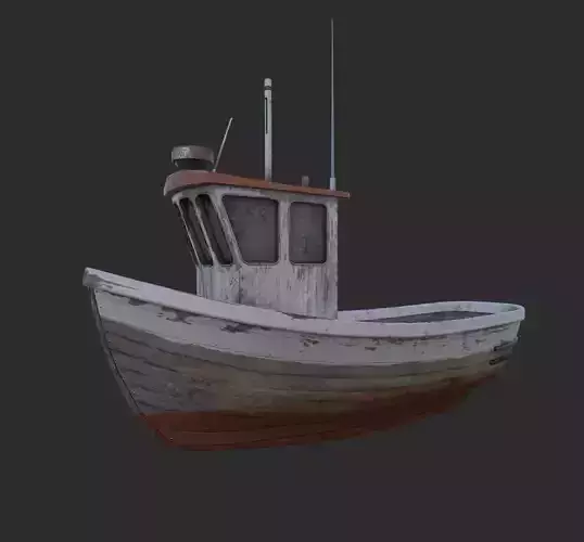 Small fishing boat Low-poly 3D model