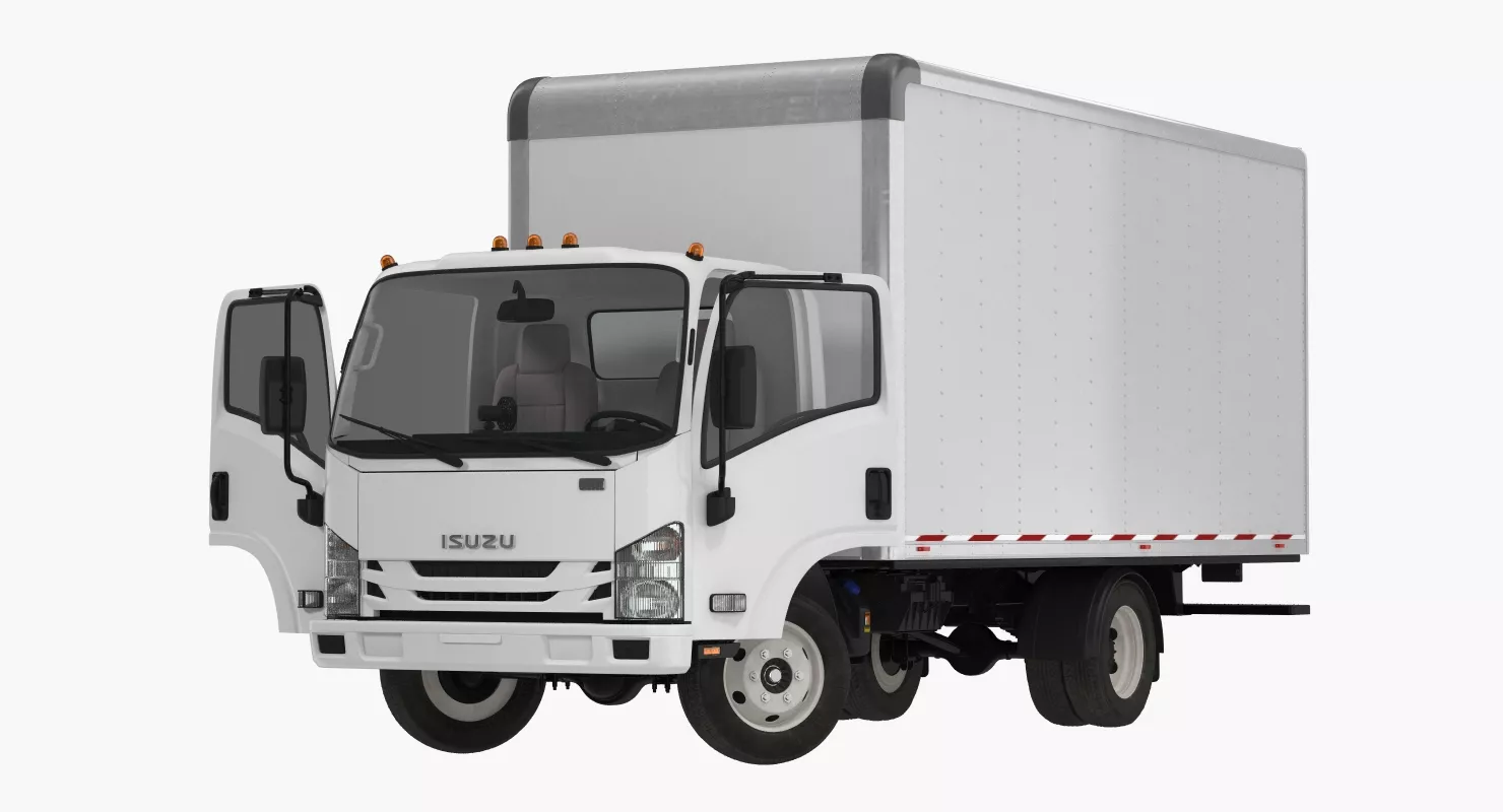 Box Truck Isuzu NPR 2018 Rigged 3D model