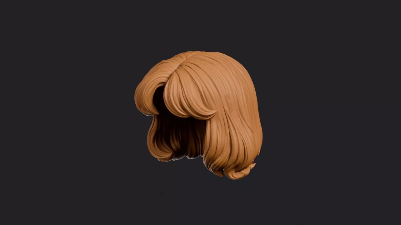 Rounded Wave Bob with Thick Curtain Fringe Hairstyle 3D print model