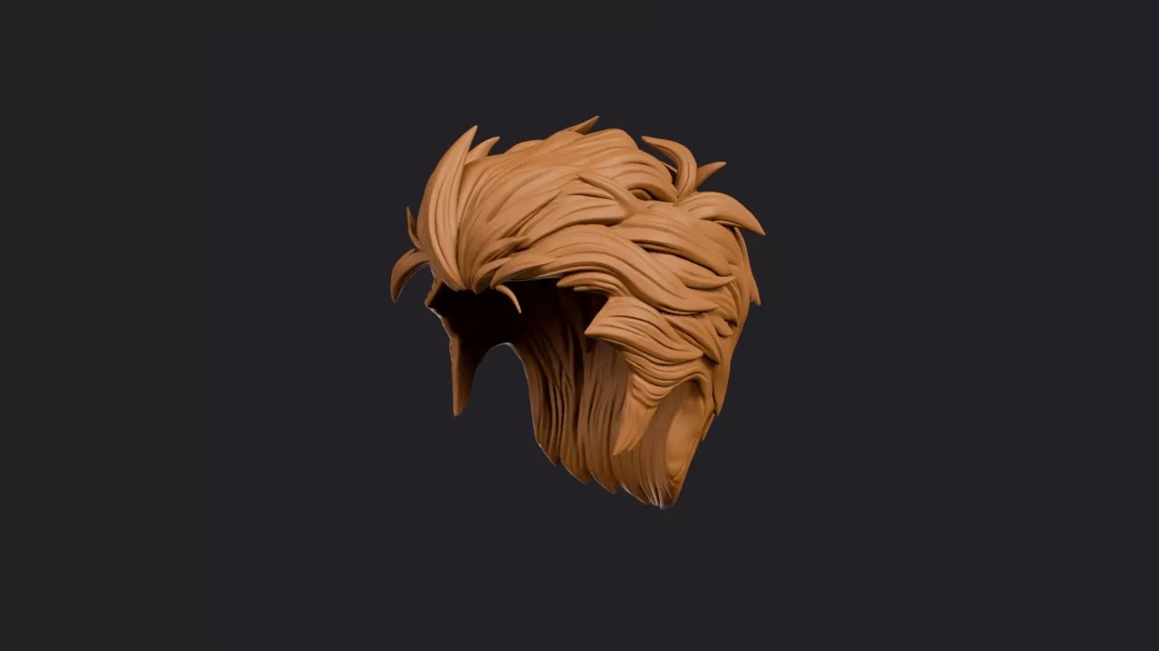 Raked Back Spike Quiff with Layered Sides Hairstyle 3D print model