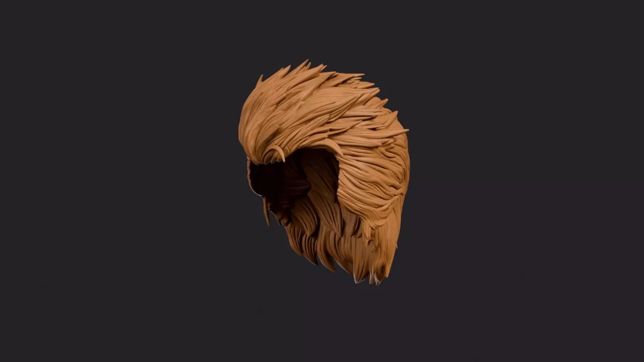 Back Swept Needle Crown with Jagged Nape Hairstyle 3D print model