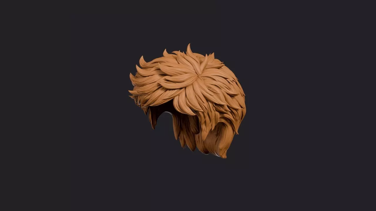 Compact Ruffled Swirl Crop Hairstyle 3D print model