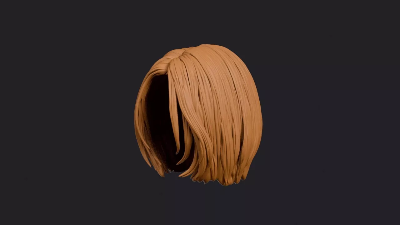 Center Part Bob with Crossing Side Layers Hairstyle 3D print model