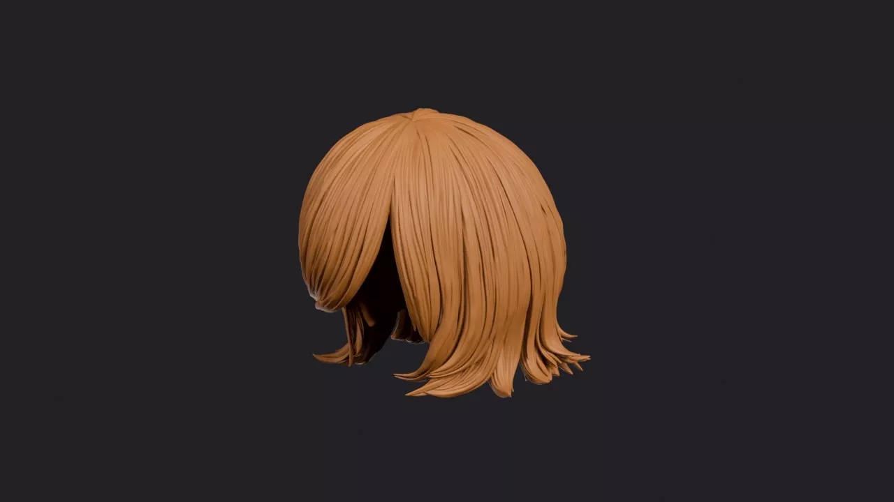Diagonal Fringe Bob with Flipped Tips Hairstyle 3D print model