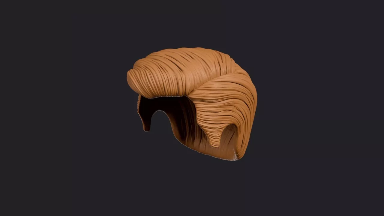 Sleek Side Part with Rounded Top Hairstyle 3D print model