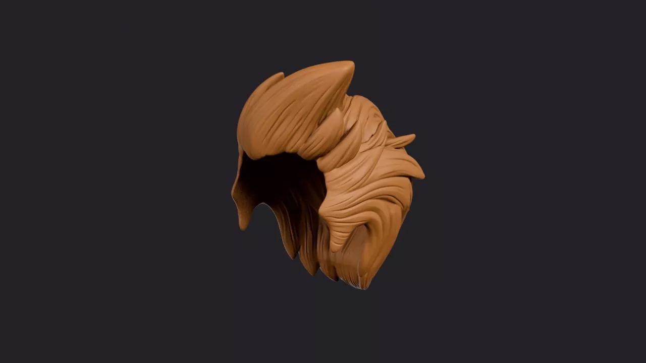 Three Peak Upright Quiff Hairstyle 3D print model