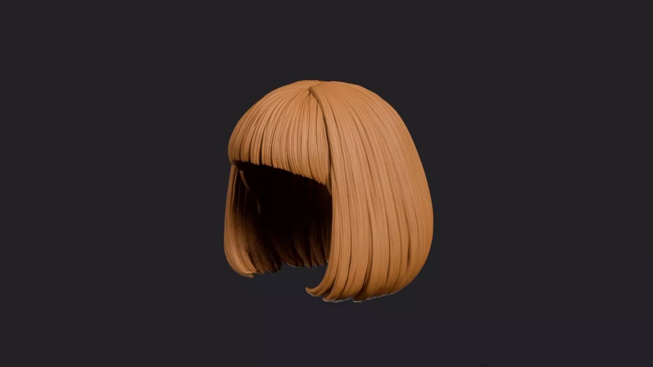 Straight Chin Bob with Even Micro Fringe Hairstyle 3D print model