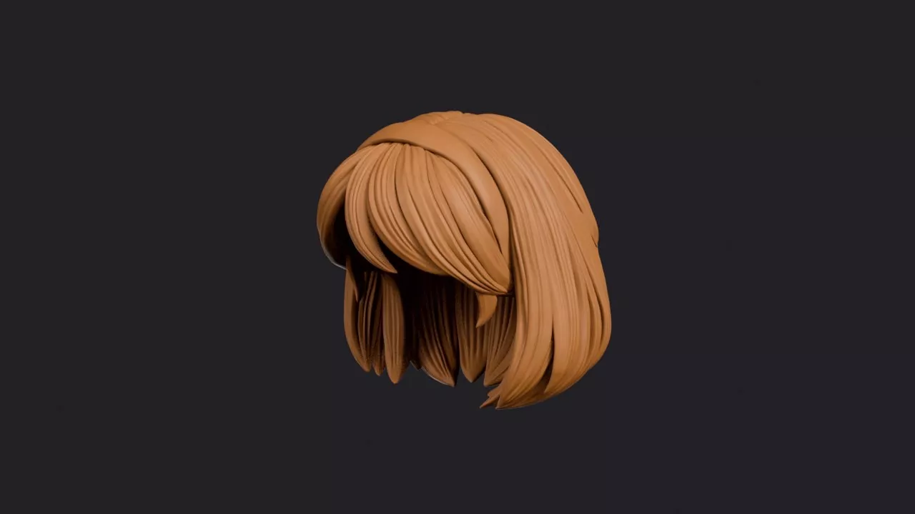 Headband Bob with Center Split Bangs Hairstyle 3D print model